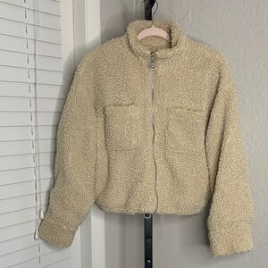 Lulu's Cream Teddy full zip Jacket small